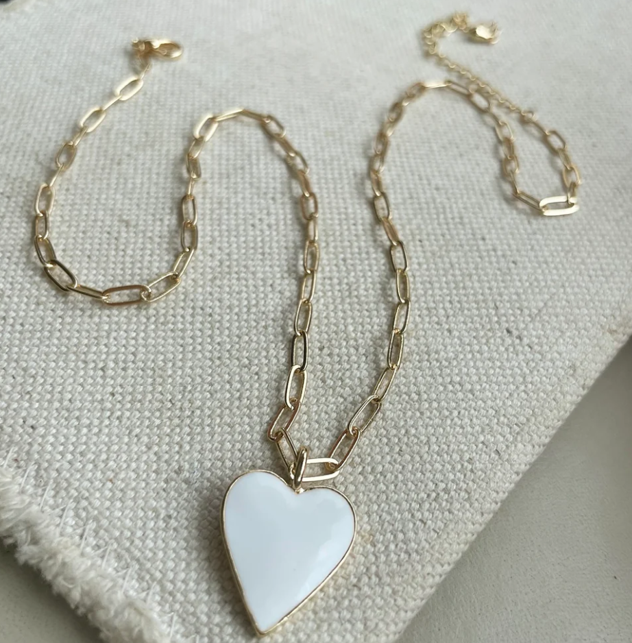 White Heart Necklace